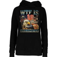 Wtf Is A Kilometer Eagle Badge American Burger 4th Of July Womens Funnel Neck Pullover Hood