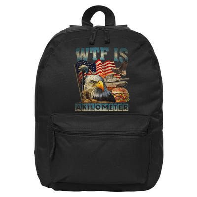 Wtf Is A Kilometer Eagle Badge American Burger 4th Of July 16 in Basic Backpack