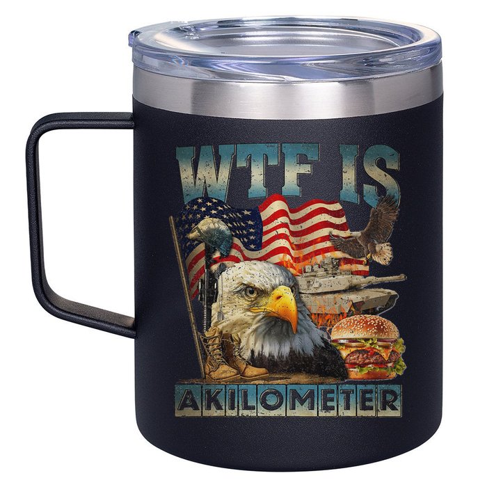 Wtf Is A Kilometer Eagle Badge American Burger 4th Of July 12oz Stainless Steel Coffee Mug