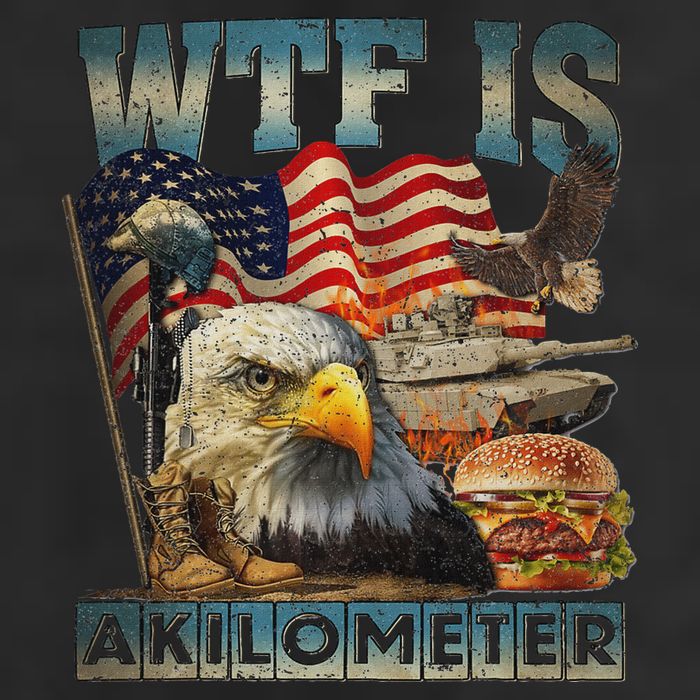 Wtf Is A Kilometer Eagle Badge American Burger 4th Of July 25L Jumbo Tote