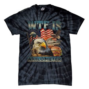 Wtf Is A Kilometer Eagle Badge American Burger 4th Of July Tie-Dye T-Shirt