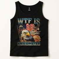 Wtf Is A Kilometer Eagle Badge American Burger 4th Of July Tank Top