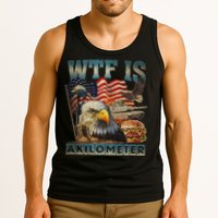 Wtf Is A Kilometer Eagle Badge American Burger 4th Of July Tank Top