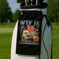Wtf Is A Kilometer Eagle Badge American Burger 4th Of July Golf Towel