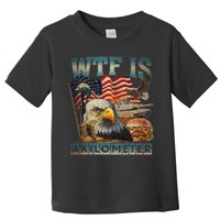 Wtf Is A Kilometer Eagle Badge American Burger 4th Of July Toddler T-Shirt