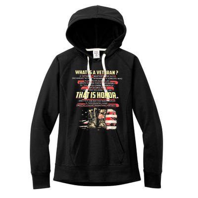 What Is A Veteran That Is Honor Women's Fleece Hoodie