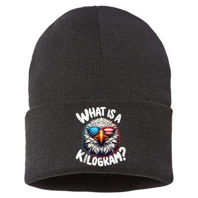 Wtf Is A Kilogram? Funny 4th Of July Patriotic Eagle Usa Sustainable Knit Beanie