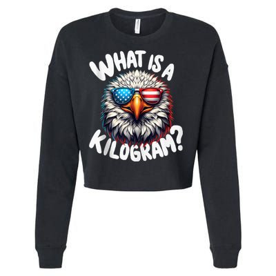 Wtf Is A Kilogram? Funny 4th Of July Patriotic Eagle Usa Cropped Pullover Crew