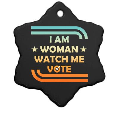 Wo I Am Woman Watch Me Vote Cool Election Day Ceramic Star Ornament