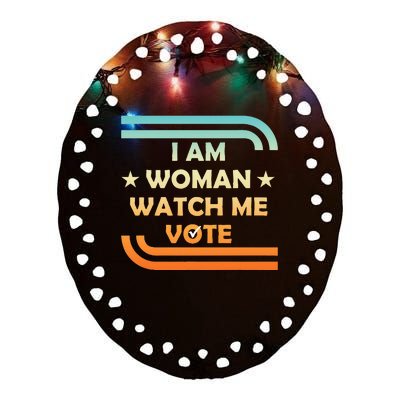 Wo I Am Woman Watch Me Vote Cool Election Day Ceramic Oval Ornament