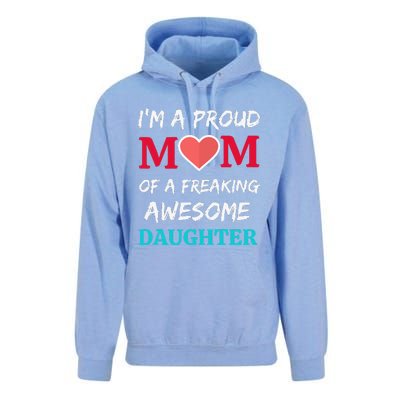 Womens I'm A Proud Mom Of A Freaking Awesome Daughter Unisex Surf Hoodie