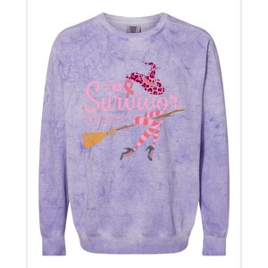 Witch Im A Survivor Halloween Breast Cancer Awareness Colorblast Crewneck Sweatshirt