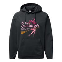 Witch Im A Survivor Halloween Breast Cancer Awareness Performance Fleece Hoodie