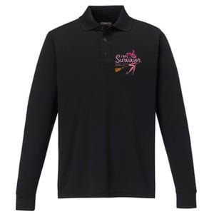 Witch Im A Survivor Halloween Breast Cancer Awareness Performance Long Sleeve Polo