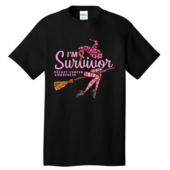 Witch Im A Survivor Halloween Breast Cancer Awareness Tall T-Shirt