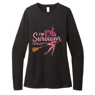 Witch Im A Survivor Halloween Breast Cancer Awareness Womens CVC Long Sleeve Shirt