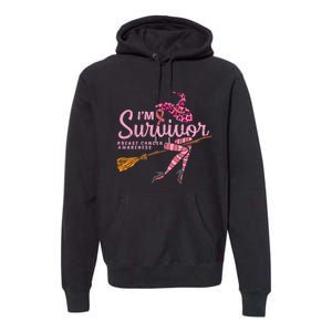 Witch Im A Survivor Halloween Breast Cancer Awareness Premium Hoodie