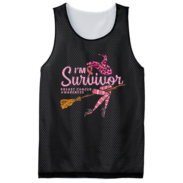 Witch Im A Survivor Halloween Breast Cancer Awareness Mesh Reversible Basketball Jersey Tank