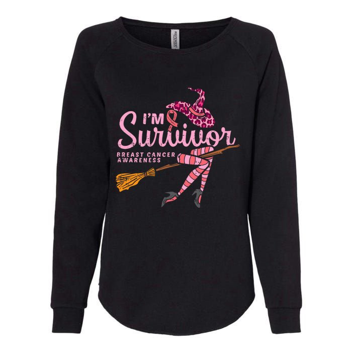 Witch Im A Survivor Halloween Breast Cancer Awareness Womens California Wash Sweatshirt