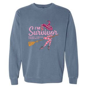 Witch Im A Survivor Halloween Breast Cancer Awareness Garment-Dyed Sweatshirt