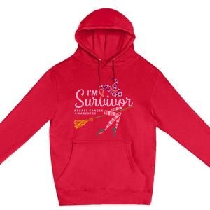 Witch Im A Survivor Halloween Breast Cancer Awareness Premium Pullover Hoodie