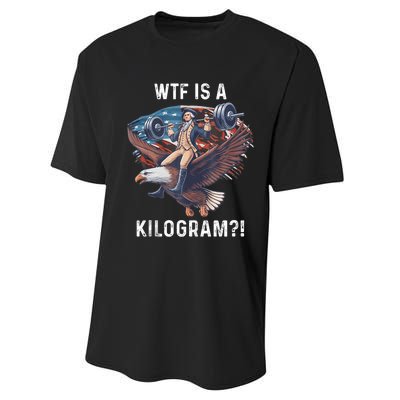 Wtf Is A Kilogram Funny 4th Of July Patriotic Eagle Usa Performance Sprint T-Shirt