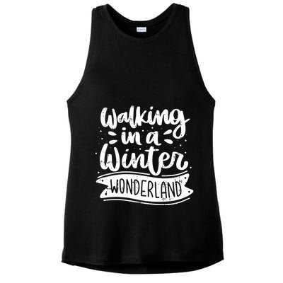 Walking In A Winter Wonderland Christmas Pajama Snow Xmas Ladies PosiCharge Tri-Blend Wicking Tank
