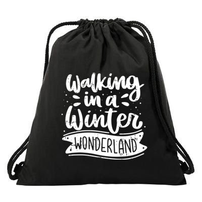 Walking In A Winter Wonderland Christmas Pajama Snow Xmas Drawstring Bag