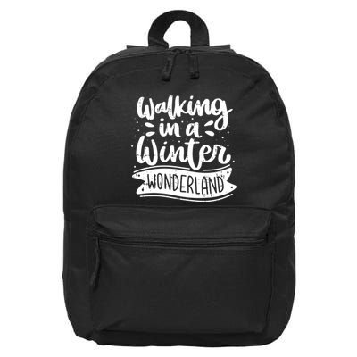 Walking In A Winter Wonderland Christmas Pajama Snow Xmas 16 in Basic Backpack