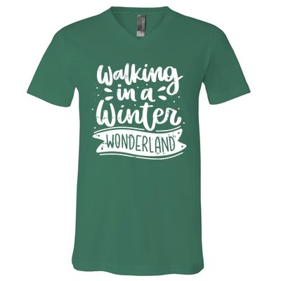 Walking In A Winter Wonderland Christmas Pajama Snow Xmas V-Neck T-Shirt