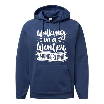 Walking In A Winter Wonderland Christmas Pajama Snow Xmas Performance Fleece Hoodie