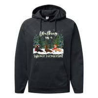 Walking In A Wiener Wonderland Dachshund Trio Performance Fleece Hoodie