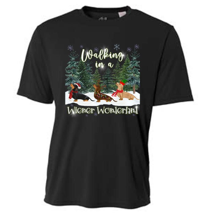 Walking In A Wiener Wonderland Dachshund Trio Cooling Performance Crew T-Shirt