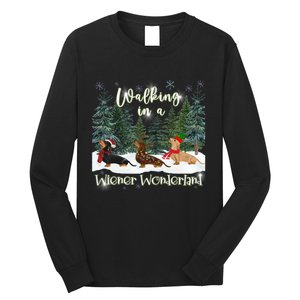 Walking In A Wiener Wonderland Dachshund Trio Long Sleeve Shirt