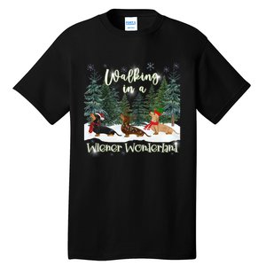 Walking In A Wiener Wonderland Dachshund Trio Tall T-Shirt