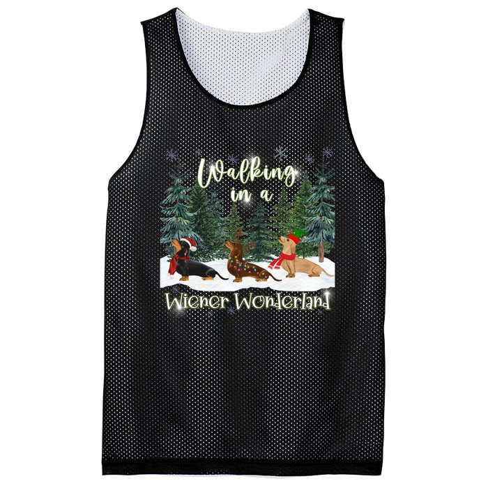 Walking In A Wiener Wonderland Dachshund Trio Mesh Reversible Basketball Jersey Tank