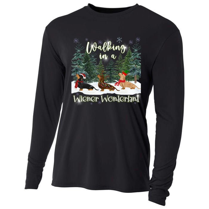 Walking In A Wiener Wonderland Dachshund Trio Cooling Performance Long Sleeve Crew