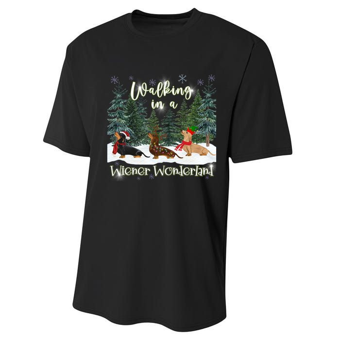 Walking In A Wiener Wonderland Dachshund Trio Performance Sprint T-Shirt