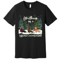 Walking In A Wiener Wonderland Dachshund Trio Premium T-Shirt