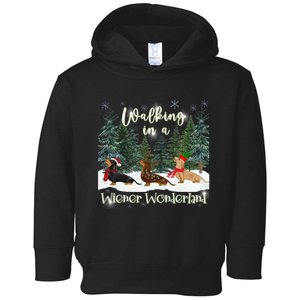 Walking In A Wiener Wonderland Dachshund Trio Toddler Hoodie