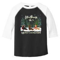 Walking In A Wiener Wonderland Dachshund Trio Toddler Fine Jersey T-Shirt