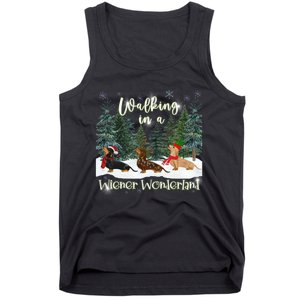 Walking In A Wiener Wonderland Dachshund Trio Tank Top