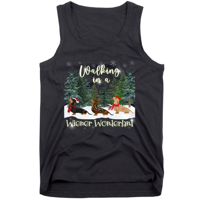 Walking In A Wiener Wonderland Dachshund Trio Tank Top