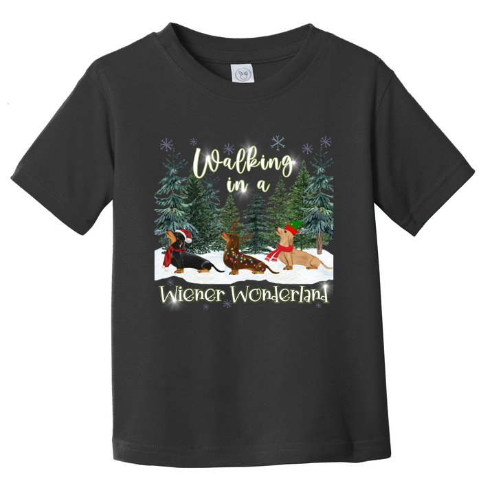 Walking In A Wiener Wonderland Dachshund Trio Toddler T-Shirt