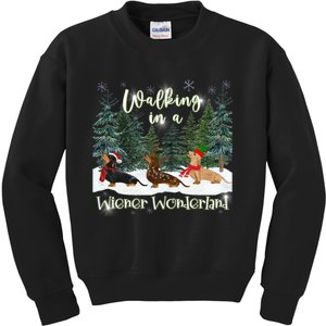 Walking In A Wiener Wonderland Dachshund Trio Kids Sweatshirt