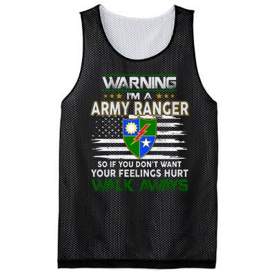 Warning Im A ARMY RANGER So If You Dont Want Your Feelings Hurt Walk Always Mesh Reversible Basketball Jersey Tank