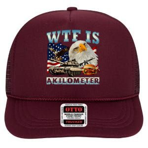 Wtf Is A Kilometer Eagle Badge American Signature Burger High Crown Mesh Back Trucker Hat