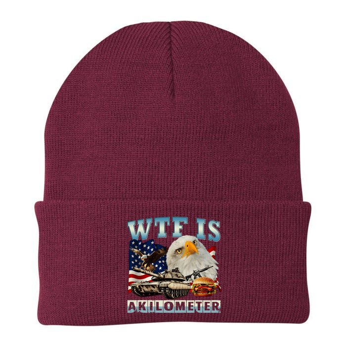 Wtf Is A Kilometer Eagle Badge American Signature Burger Knit Cap Winter Beanie