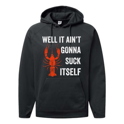 Well It AinT Gonna Suck Itself Crawfish Mardi Gras Gift Performance Fleece Hoodie