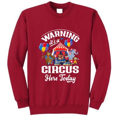 Warning It'S A Circus Here Today Carnival Birthday Party Tall Sweatshirt
